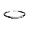 Thumbnail Image 2 of Men's Black Leather Bracelet Stainless Steel 8.5"