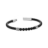 Thumbnail Image 3 of Men's Agate Beaded & Black Leather Bracelet Stainless Steel 8.5&quot;