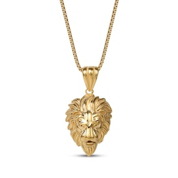 Lion's Head Necklace Yellow Ion-Plated Stainless Steel 22&quot;