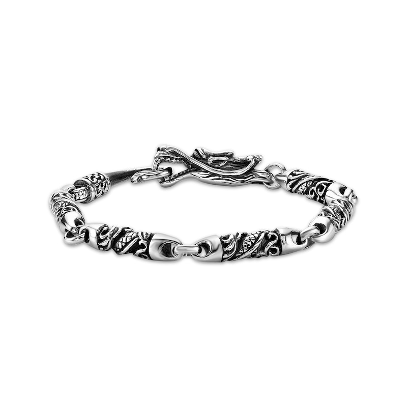 Main Image 1 of Men's Fancy Barrel Bead Link Bracelet Antique Finish Stainless Steel 8.5&quot;