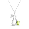 Thumbnail Image 2 of Oval-Cut Peridot & White Lab-Created Sapphire Easter Bunny Necklace Sterling Silver 18&quot;