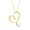 Thumbnail Image 1 of Cultured Pearl Tilted Heart Necklace 10K Yellow Gold 18&quot;