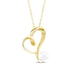 Thumbnail Image 2 of Cultured Pearl Tilted Heart Necklace 10K Yellow Gold 18&quot;