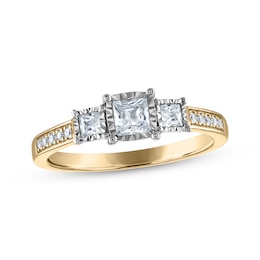 Memories Moments Magic Princess-Cut Diamond Three-Stone Engagement Ring 1/2 ct tw 10K Two-Tone Gold
