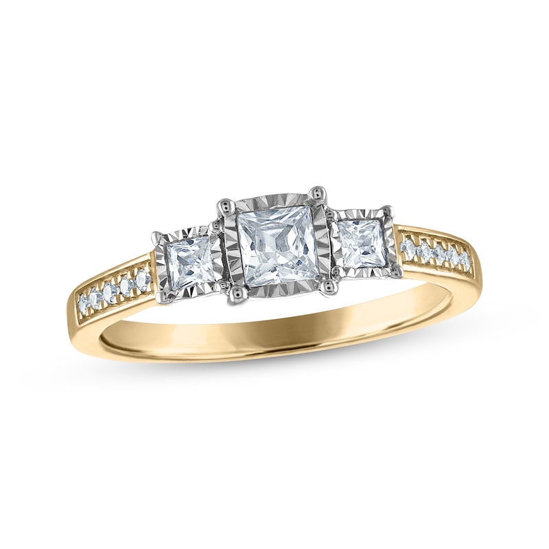 Memories Moments Magic Princess-Cut Diamond Three-Stone Engagement Ring 1/2 ct tw 10K Two-Tone Gold