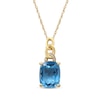 Thumbnail Image 1 of Cushion-Cut Swiss Blue Topaz & Diamond Chain Links Necklace 10K Yellow Gold 18&quot;