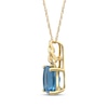 Thumbnail Image 2 of Cushion-Cut Swiss Blue Topaz & Diamond Chain Links Necklace 10K Yellow Gold 18&quot;