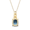 Thumbnail Image 3 of Cushion-Cut Swiss Blue Topaz & Diamond Chain Links Necklace 10K Yellow Gold 18&quot;