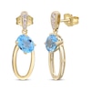 Thumbnail Image 1 of Oval-Cut Swiss Blue Topaz & Diamond Doorknocker Earrings 1/15 ct tw 10K Yellow Gold