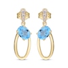 Thumbnail Image 2 of Oval-Cut Swiss Blue Topaz & Diamond Doorknocker Earrings 1/15 ct tw 10K Yellow Gold