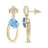 Thumbnail Image 3 of Oval-Cut Swiss Blue Topaz & Diamond Doorknocker Earrings 1/15 ct tw 10K Yellow Gold