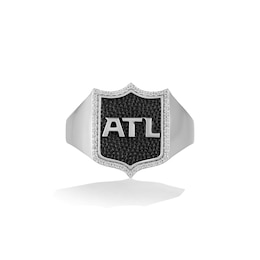 True Fans Atlanta Falcons 1/6 CT. T.W. Diamond and Enamel Shield Ring in Sterling Silver