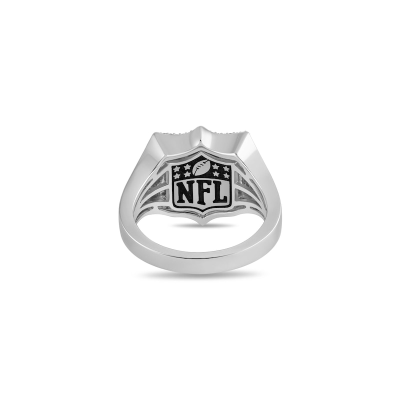 Main Image 2 of True Fans Atlanta Falcons 1/6 CT. T.W. Diamond and Enamel Shield Ring in Sterling Silver