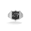 Thumbnail Image 1 of True Fans Carolina Panthers 1/6 CT. T.W. Diamond and Enamel Shield Ring in Sterling Silver