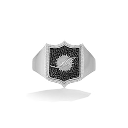 True Fans Miami Dolphins 1/6 CT. T.W. Diamond and Enamel Shield Ring in Sterling Silver