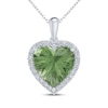 Thumbnail Image 0 of Heart-Shaped Green Quartz & White Lab-Created Sapphire Necklace Sterling Silver 18"