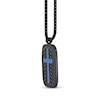 Thumbnail Image 2 of Men's Cross Dog Tag Necklace Black & Blue Ion-Plated Stainless Steel 24&quot;