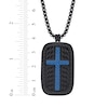 Thumbnail Image 5 of Men's Cross Dog Tag Necklace Black & Blue Ion-Plated Stainless Steel 24&quot;