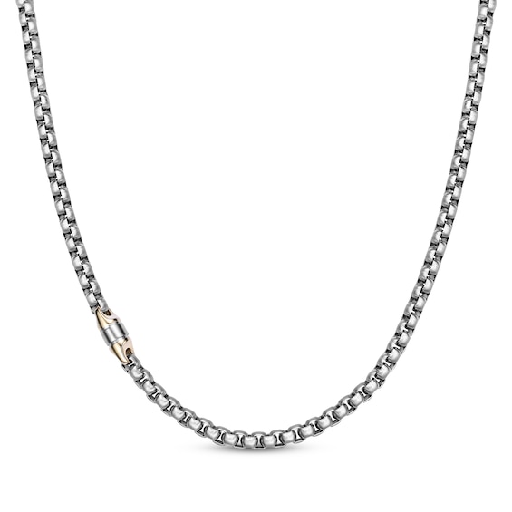Solid Box Chain Necklace 4.5mm Stainless Steel & Yellow Ion Plating 22"