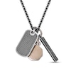 Thumbnail Image 2 of Men's Multi-Pendant Necklace Stainless Steel with Black & Yellow Ion Plating 24"