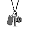 Thumbnail Image 0 of Men's Multi-Pendant Necklace Stainless Steel with Black Ion Plating 24"