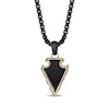 Thumbnail Image 0 of Men's Black Agate Arrowhead Necklace Black & Yellow Ion-Plated Stainless Steel 24"