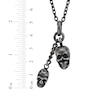 Thumbnail Image 3 of Men's Antique-Finish Skull Necklace Black Ion-Plated Stainless Steel 24"