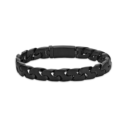 Flat Chain Bracelet 10mm Matte Black Ion-Plated Solid Stainless Steel 9.25&quot;