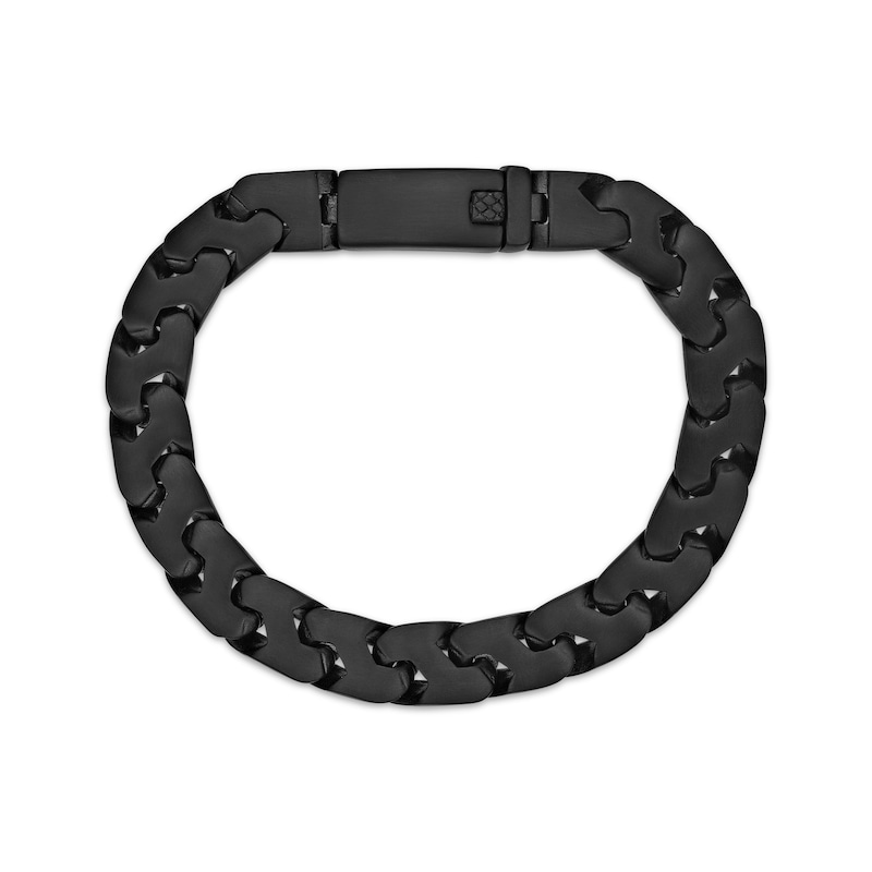 Main Image 2 of Flat Chain Bracelet 10mm Matte Black Ion-Plated Solid Stainless Steel 9.25&quot;