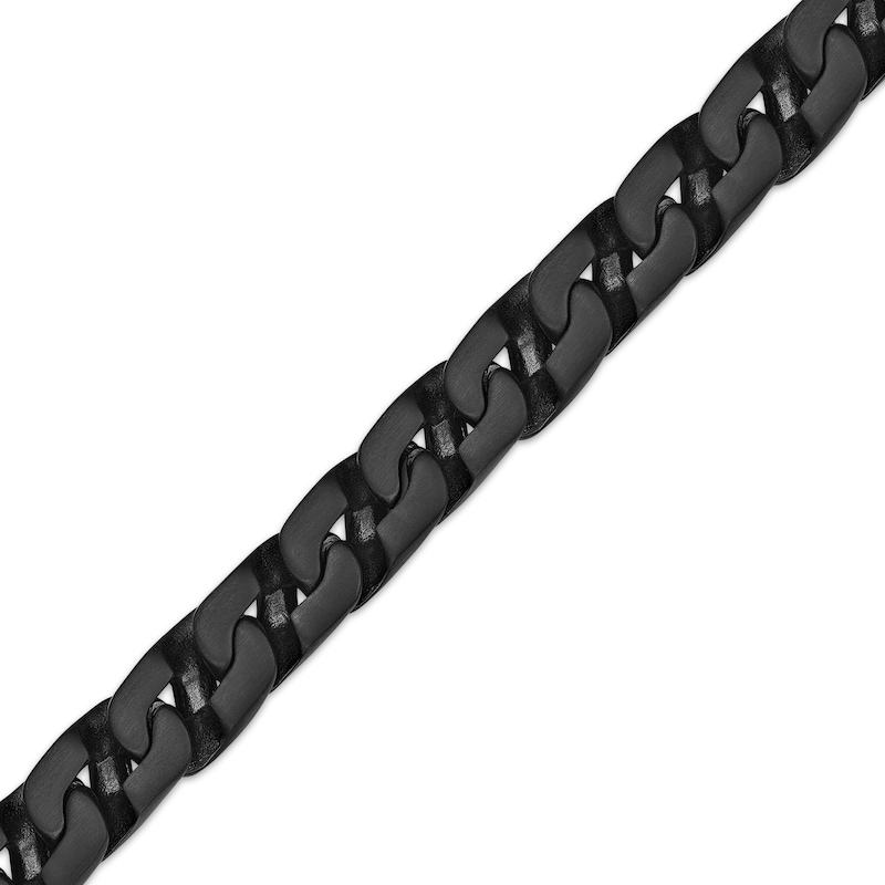 Main Image 3 of Flat Chain Bracelet 10mm Matte Black Ion-Plated Stainless Steel 9.25&quot;