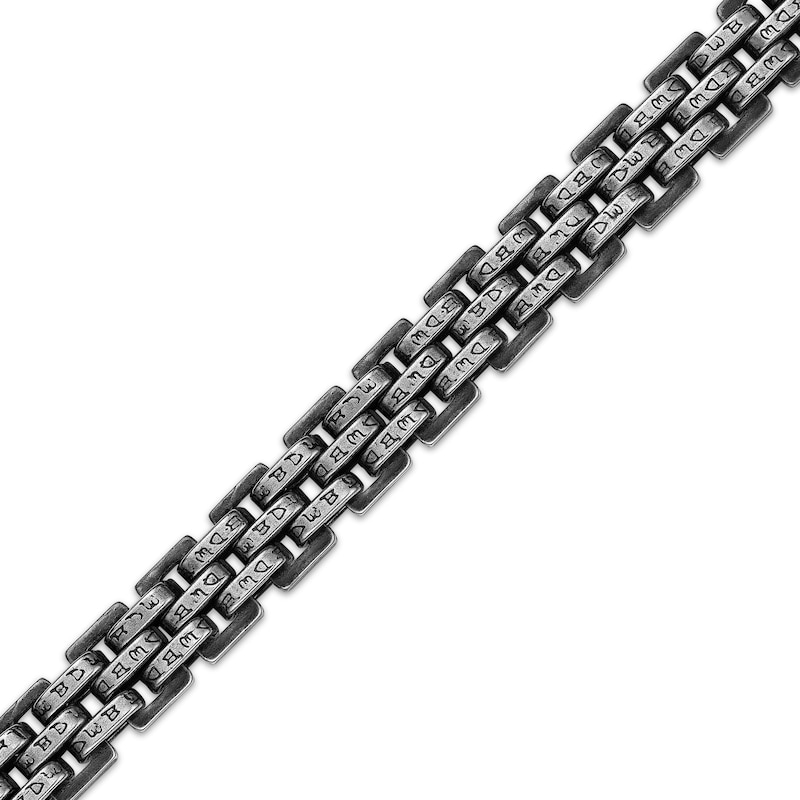 Main Image 3 of Men's Antique Finish Link Bracelet 10.5mm Black Ion-Plated Stainless Steel 7.75&quot;