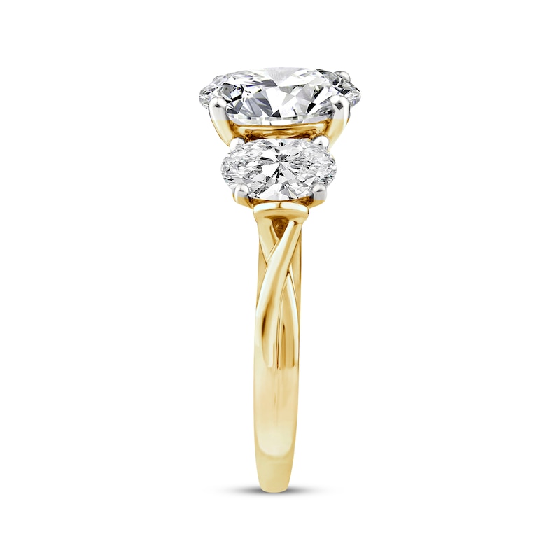 Memories Moments Magic Oval-Cut Lab-Created Diamond Three-Stone Engagement Ring 3-1/2 ct tw 14K Yellow Gold