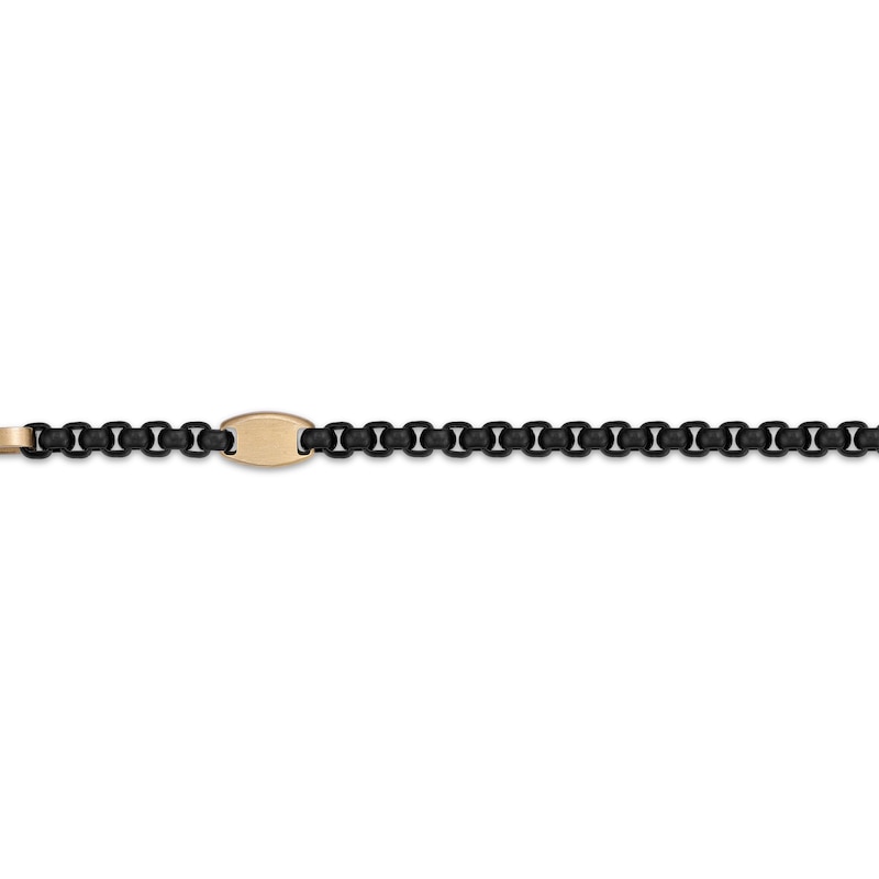 Main Image 3 of Men's Box Chain Bracelet Black & Yellow Ion-Plated Solid Stainless Steel 8&quot;