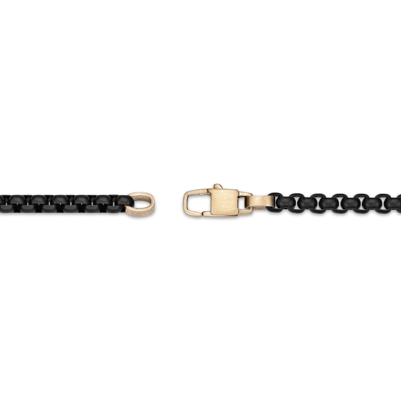 Main Image 4 of Men's Box Chain Bracelet Black & Yellow Ion-Plated Stainless Steel 8&quot;