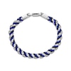 Thumbnail Image 1 of Men's Black & Blue Cord Box Chain Bracelet Stainless Steel 8"