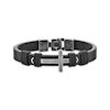 Thumbnail Image 1 of Men's Black Leather Cross Bracelet Stainless Steel 8.5&quot;