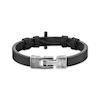 Thumbnail Image 2 of Men's Black Leather Cross Bracelet Stainless Steel 8.5&quot;