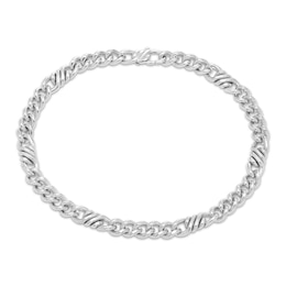 Fancy Link Bracelet Solid Sterling Silver 8.5&quot;