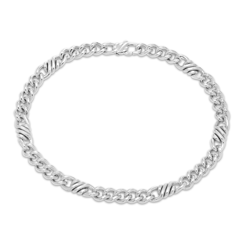 Main Image 1 of Solid Fancy Link Bracelet Sterling Silver 8.5&quot;