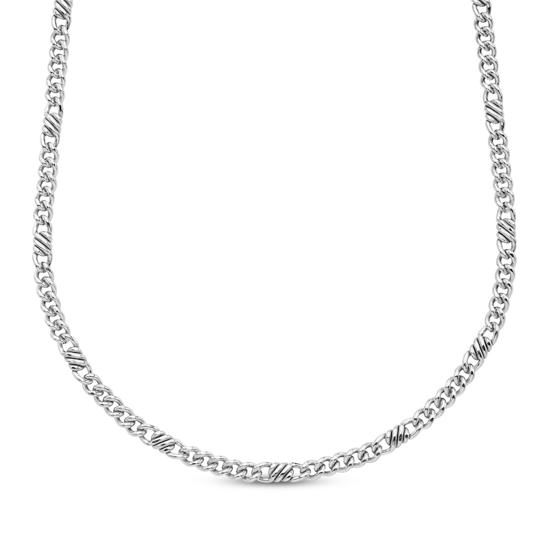 Main Image 1 of Solid Fancy Link Necklace 5.4mm Sterling Silver 22&quot;