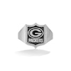 Thumbnail Image 0 of True Fans Green Bay Packers 1/6 CT. T.W. Diamond and Enamel Shield Ring in Sterling Silver