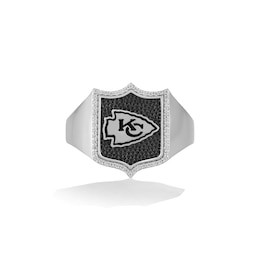 True Fans Kansas City Chiefs 1/6 CT. T.W. Diamond and Enamel Shield Ring in Sterling Silver