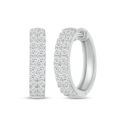 Lab-Created Diamonds by KAY Two-Row Hoop Earrings 1 ct tw 10K White Gold