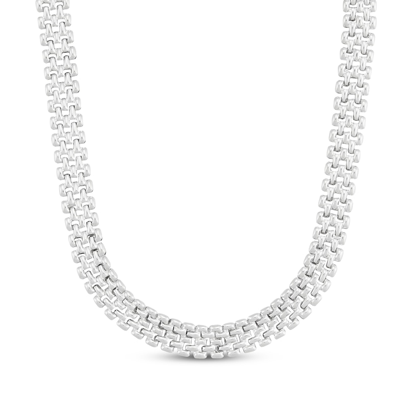 Hollow Stampato Chain Necklace Sterling Silver 18"