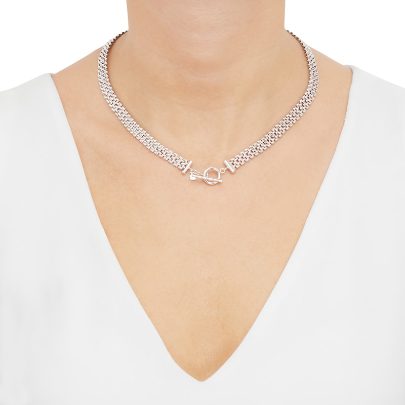 Hollow Stampato Chain Necklace Sterling Silver 18"