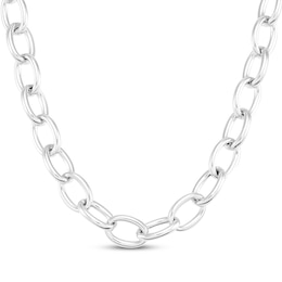 Hollow Rolo Chain Necklace Sterling Silver 19.5&quot;