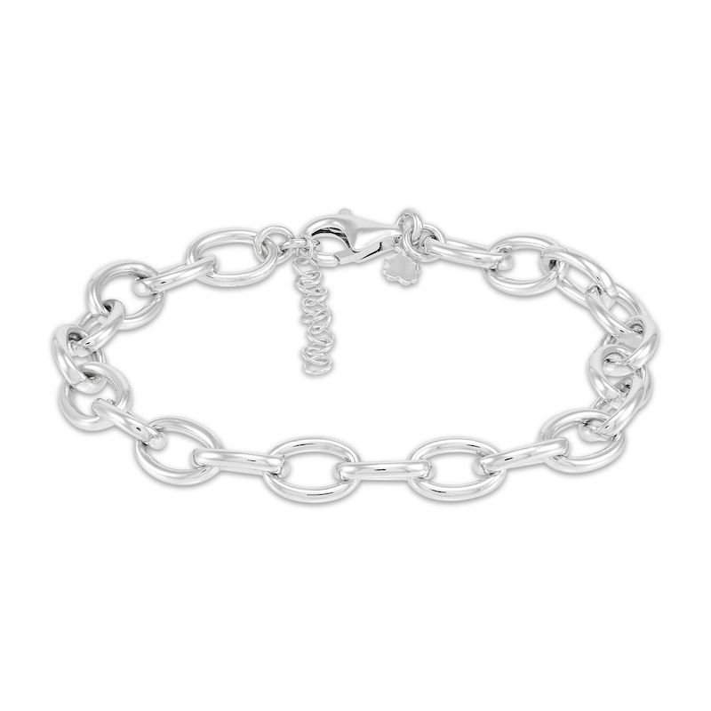 Main Image 1 of Hollow Rolo Chain Bracelet Sterling Silver 8.25&quot;