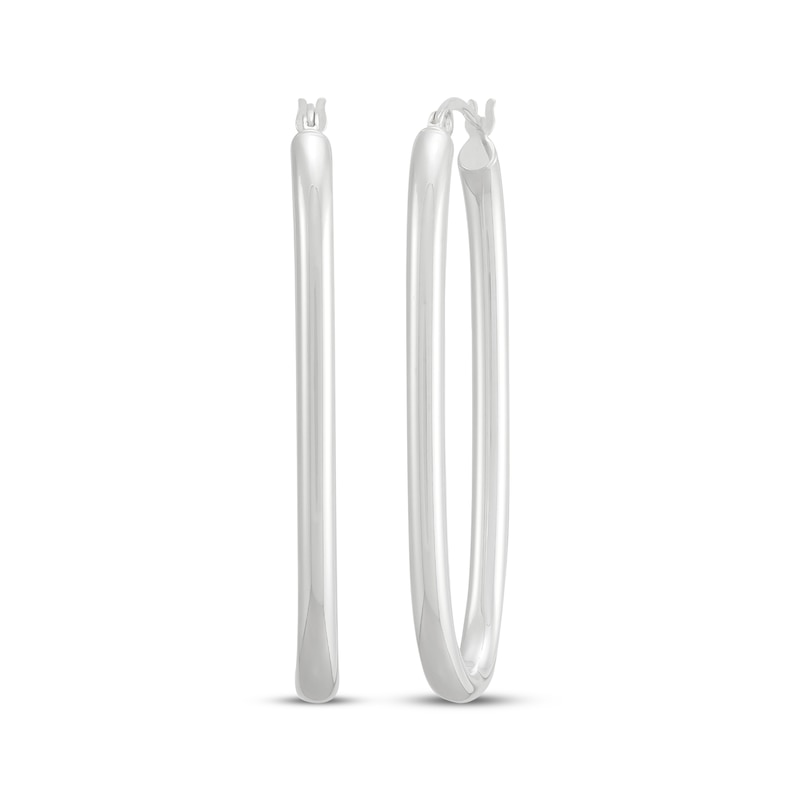 Oval Hoop Earrings Sterling Silver 47mm