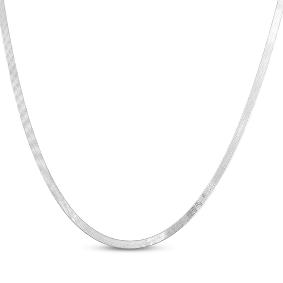 Solid Herringbone Chain Necklace 3.5mm Sterling Silver 18"