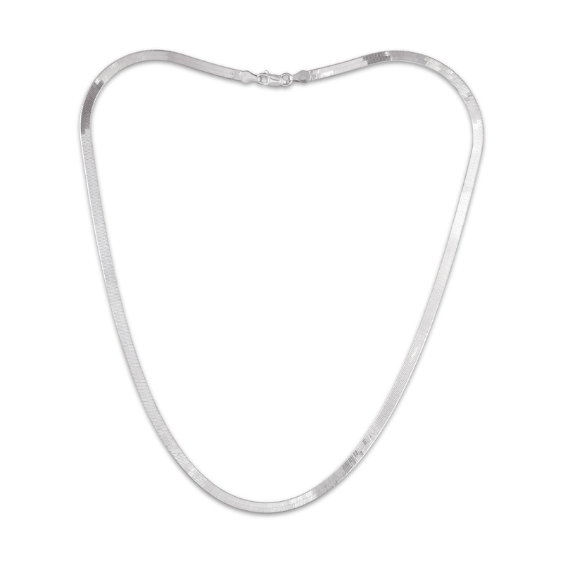 Main Image 2 of Solid Herringbone Chain Necklace 3.5mm Sterling Silver 18&quot;